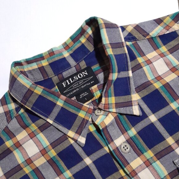 Dead Stock Rare 2 Pocket Filson Black Label Flannel Shirt Men's Sz Large Multi C - Picture 1 of 6